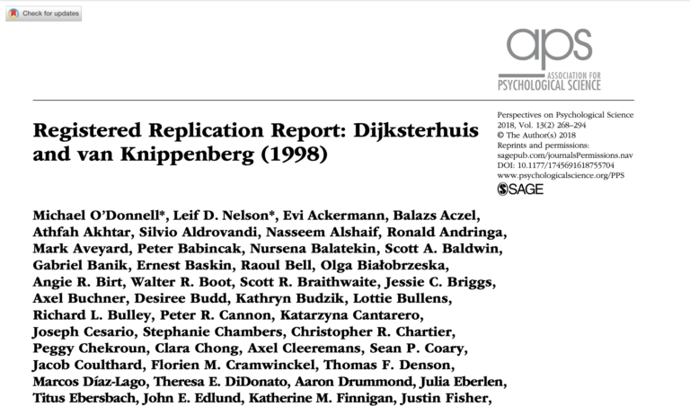 Registered Replication Report: Dijksterhuis and van Knippenberg (1998)