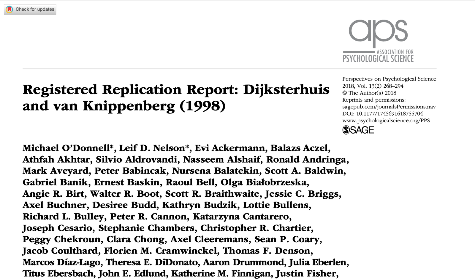 Registered replication report 2018