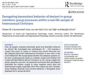 Cramwinckel et al 2016 - heterosexual Christians